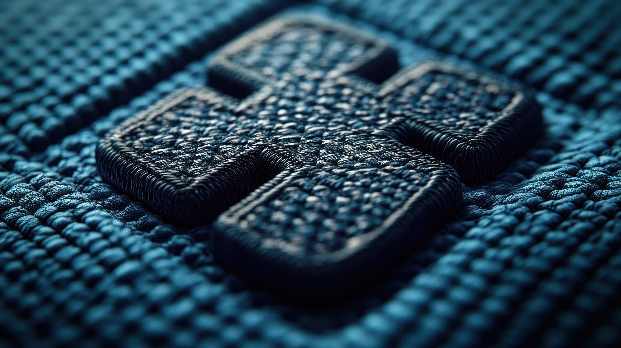 Stitched emblem on technical fabric